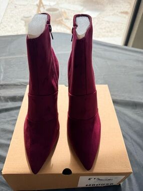 Plum Pointed Toe Ankle Boots - Women